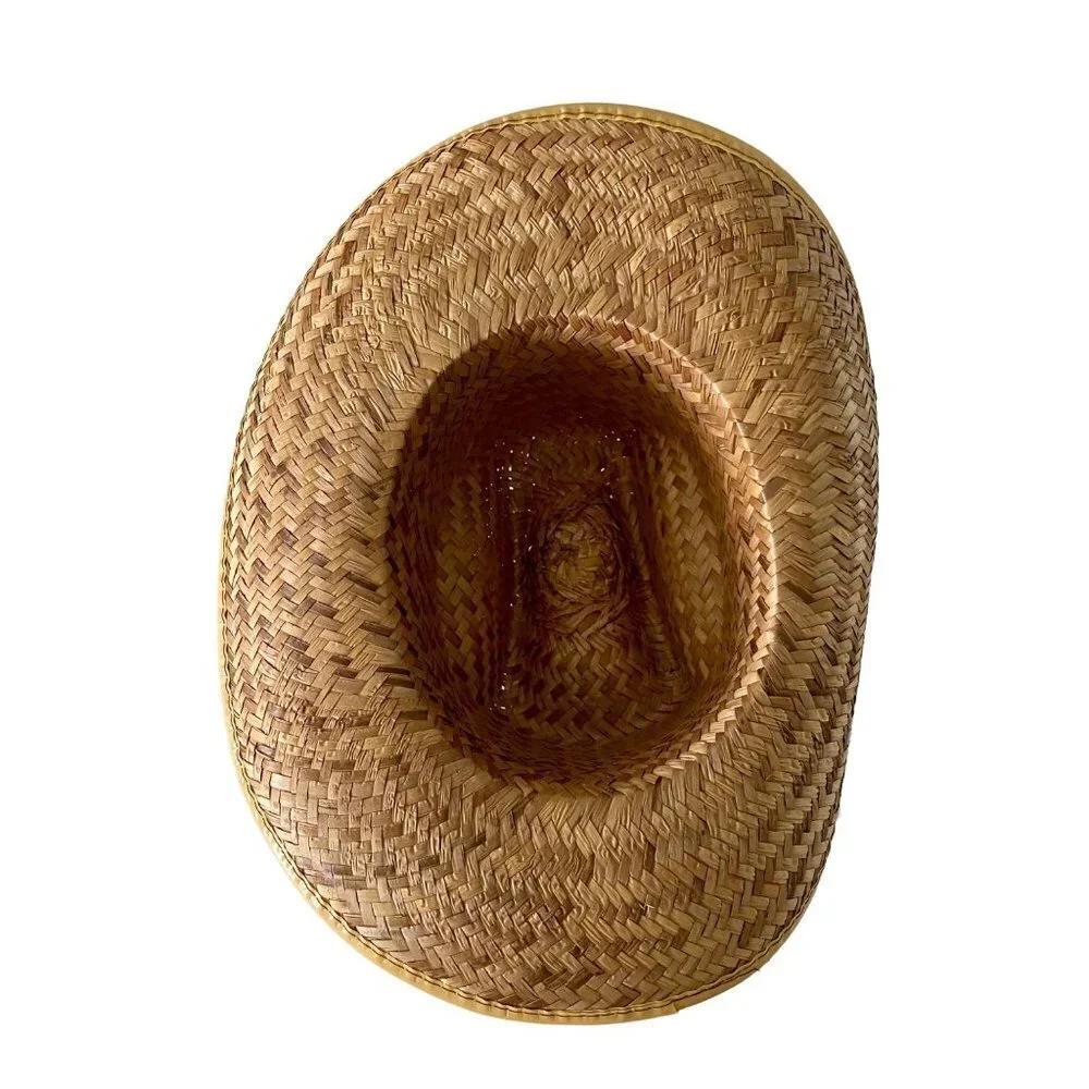 Straw Hat with Brown Band One Size